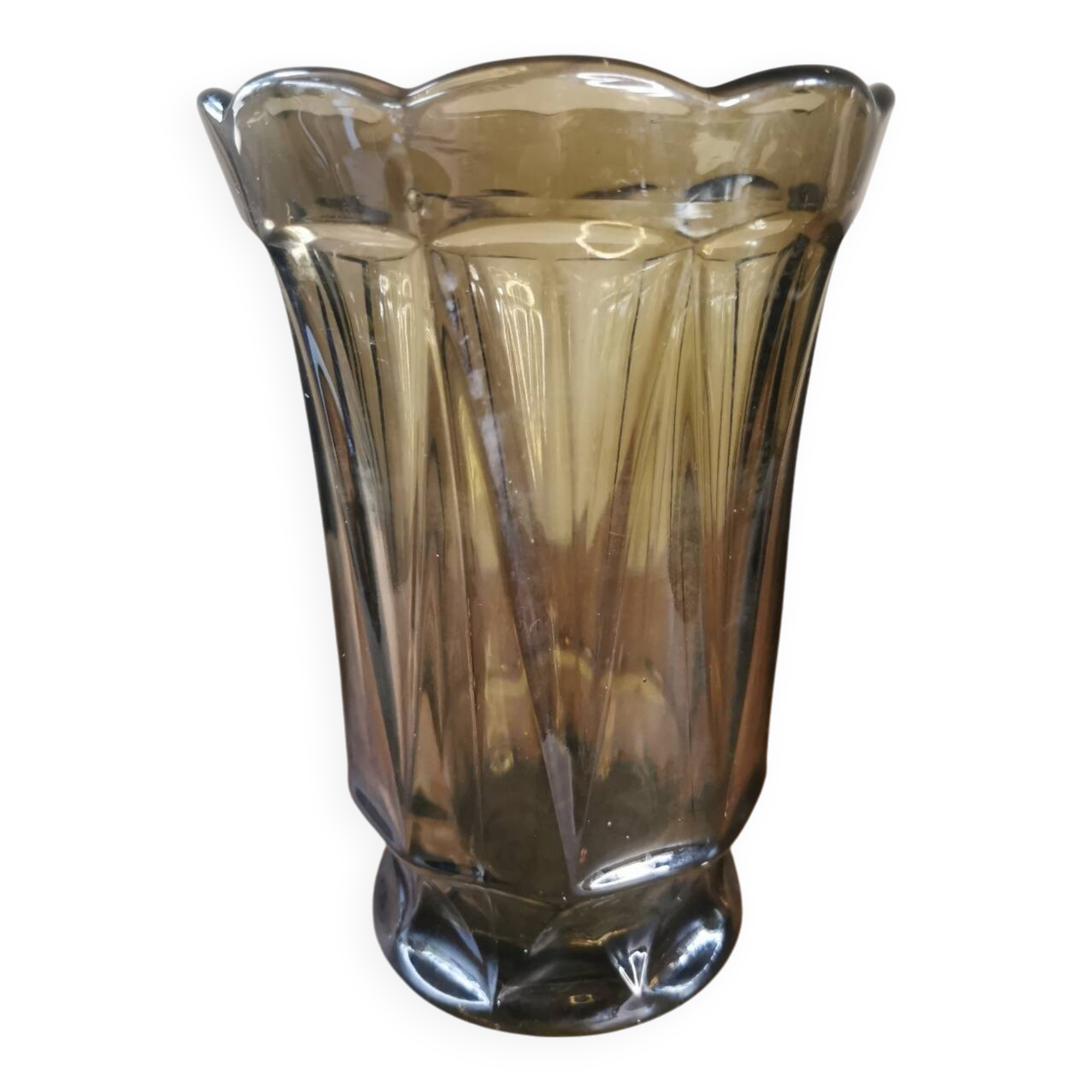 Vintage smoked glass vase