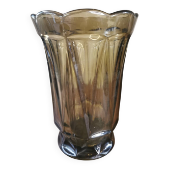 Vase vintage verre fumé