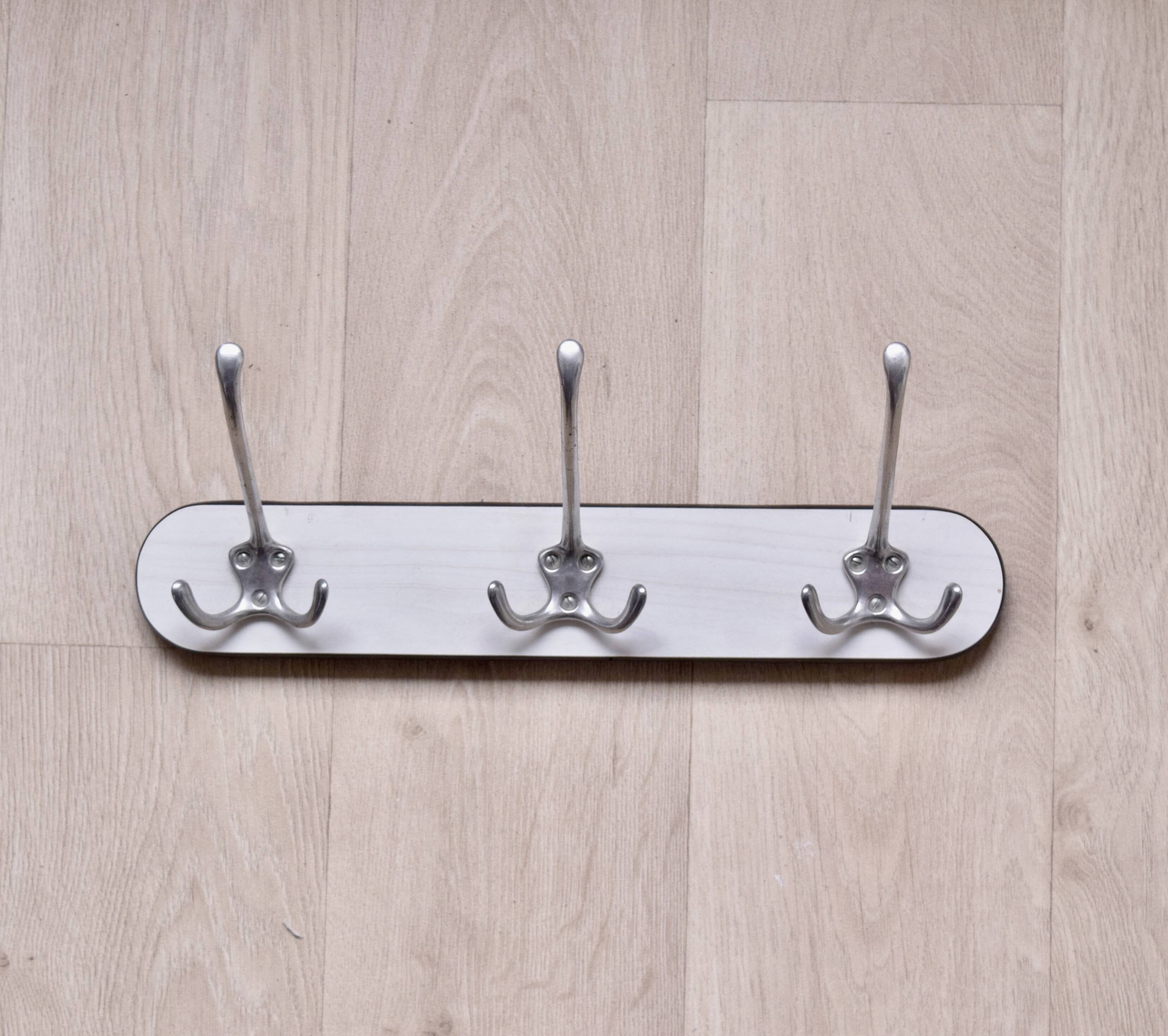 Vintage white Formica coat rack - triple hook