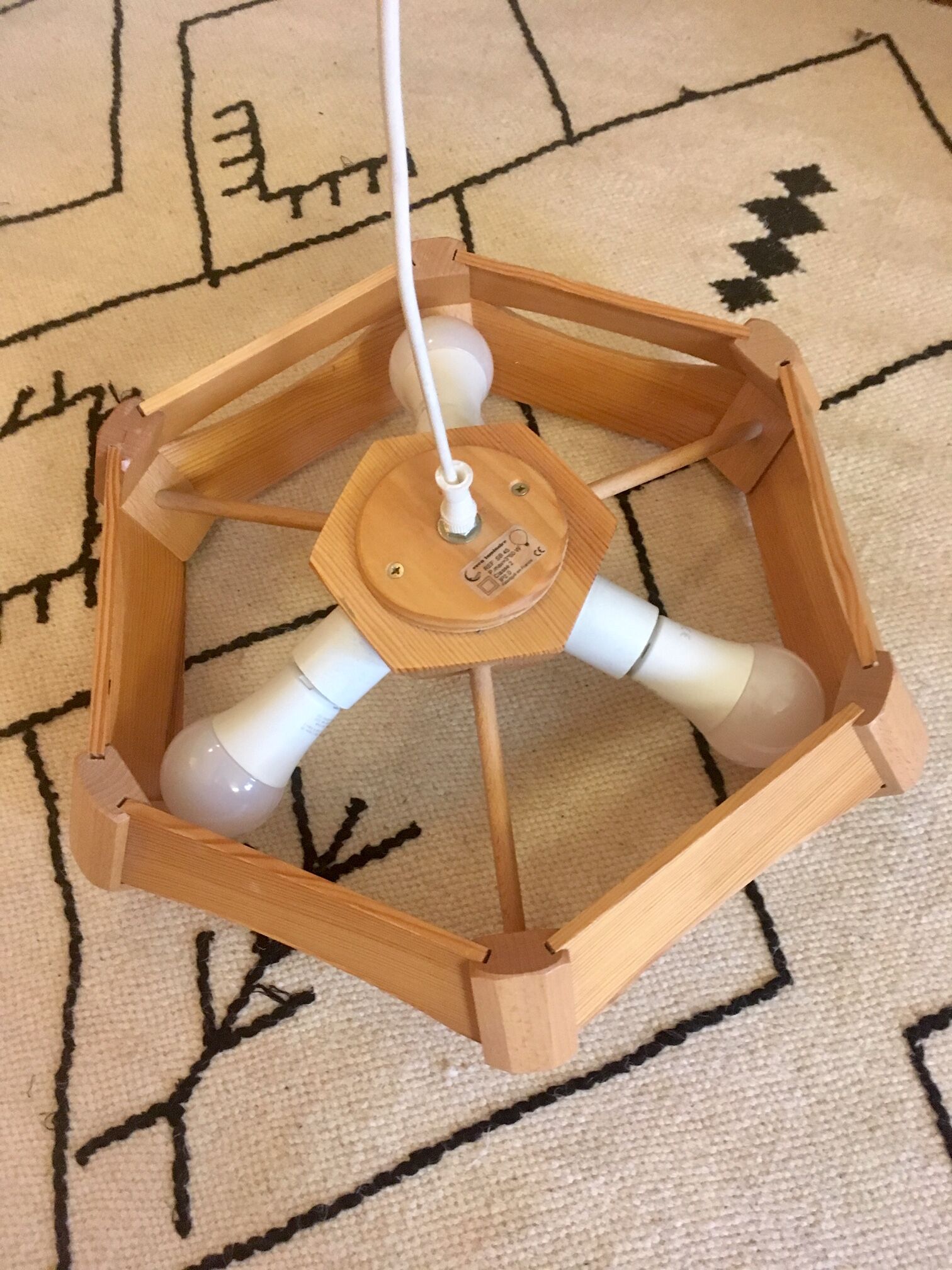 Scandinavian style wooden hanging lamp