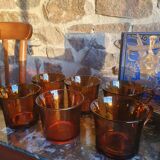 6 tasses vintage en verre ambré Duralex, Espagne