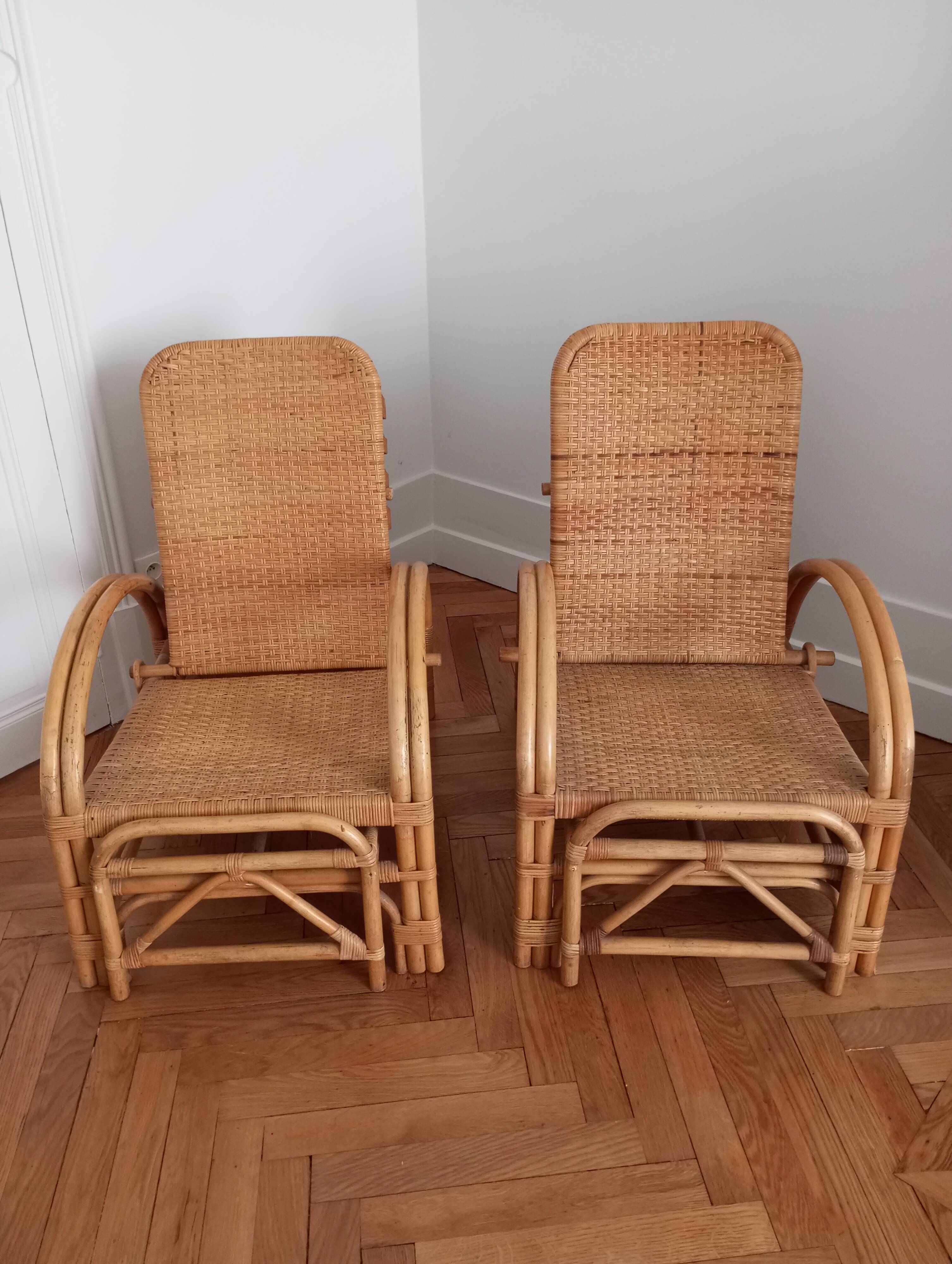 Old pair of deckchairs. 1960.