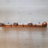 Wooden school coat racks, 4 heads, vintage French, 50s