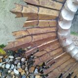 Vintage antique golden wooden sun mirror