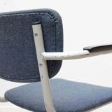 Blue fabric S-shaped chair with armrests