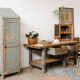 Green wooden workbench – 2 drawers