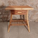 Side table with drawer rattan