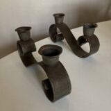Pair of corrugated wrought iron candlesticks 1950