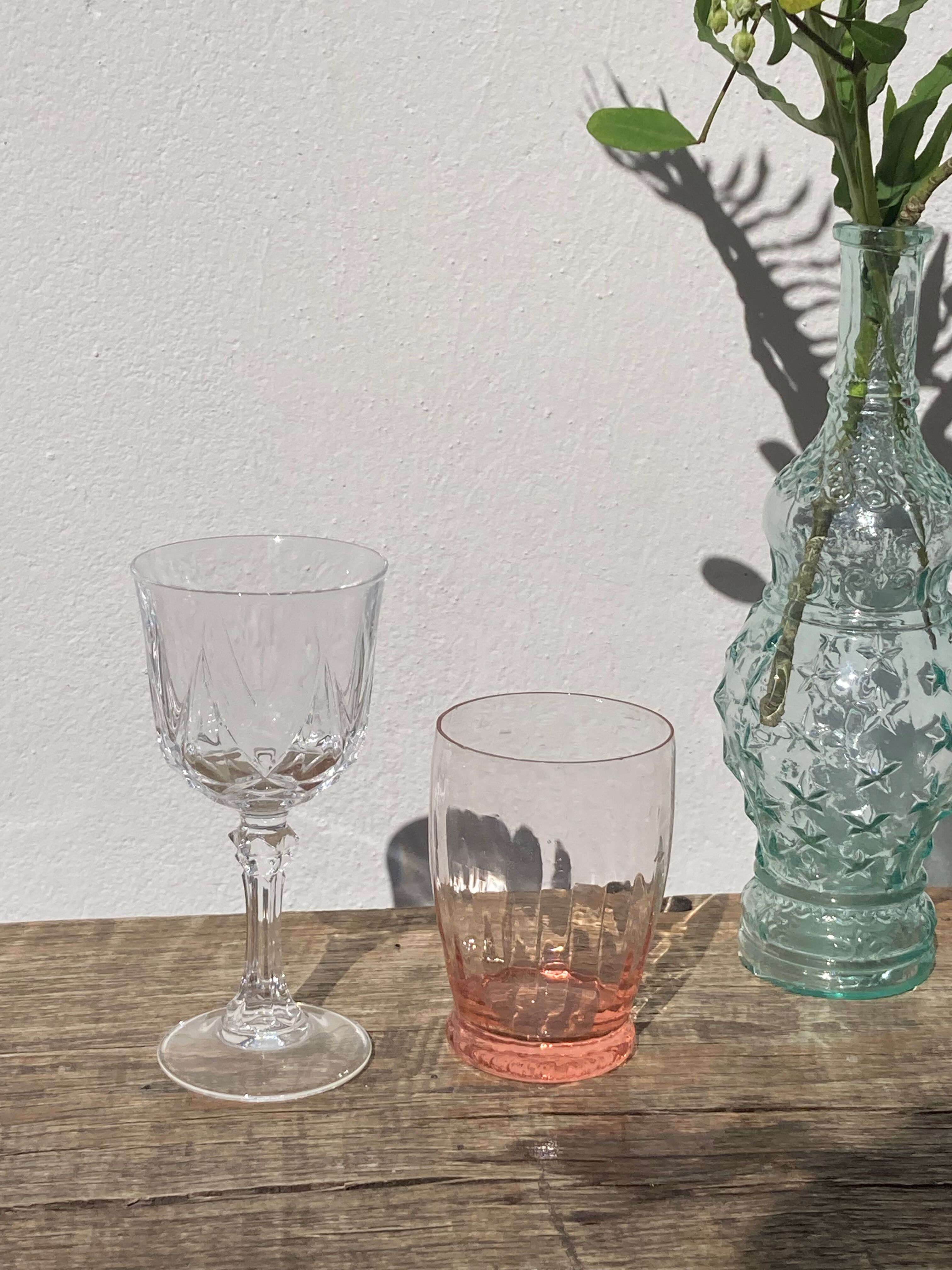 8 antique chiseled crystal stems - classic wine glasses