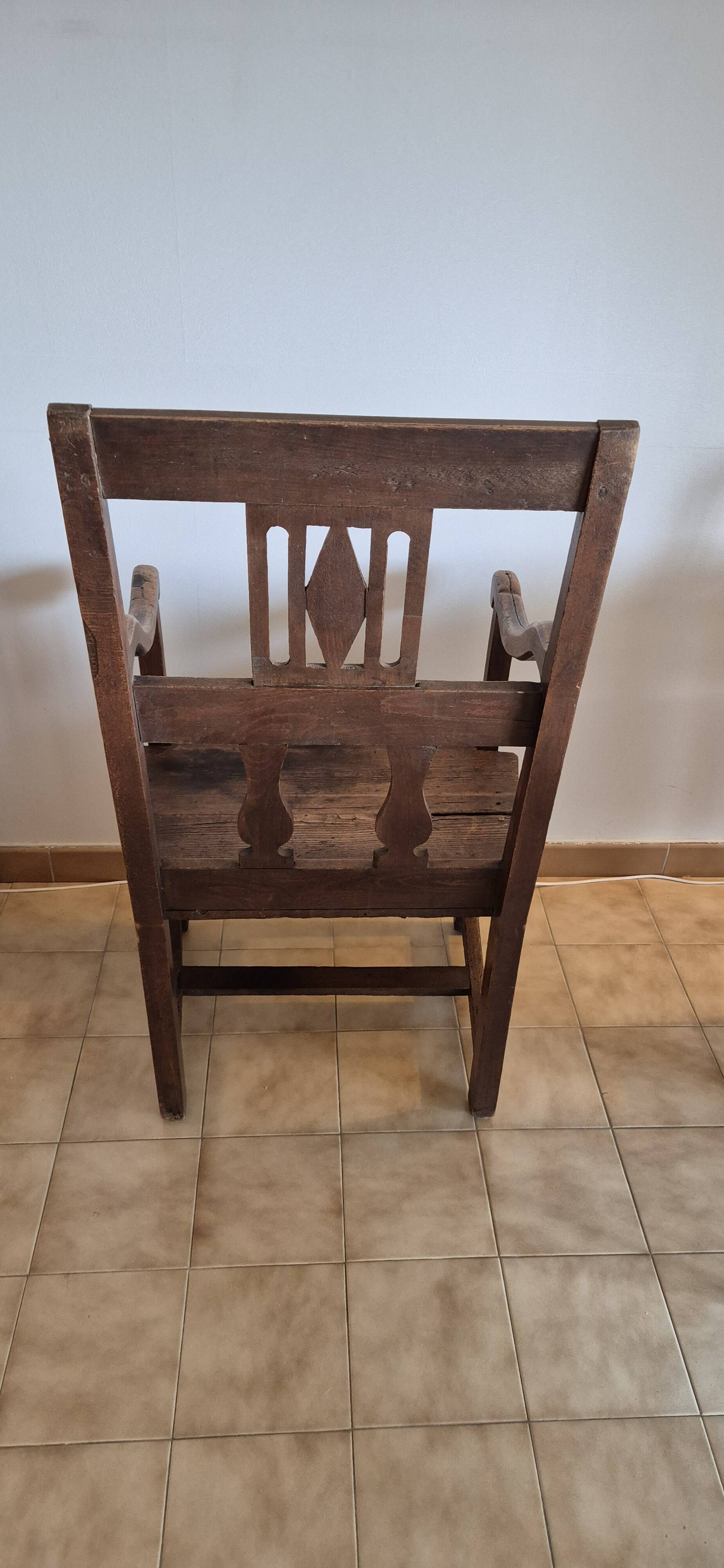 Rustic walnut armchair – folk art, late 19th century