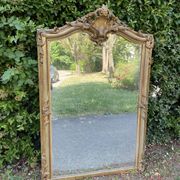 Old Louis XV style mirror in wood and gilded stucco. Napoleon III
