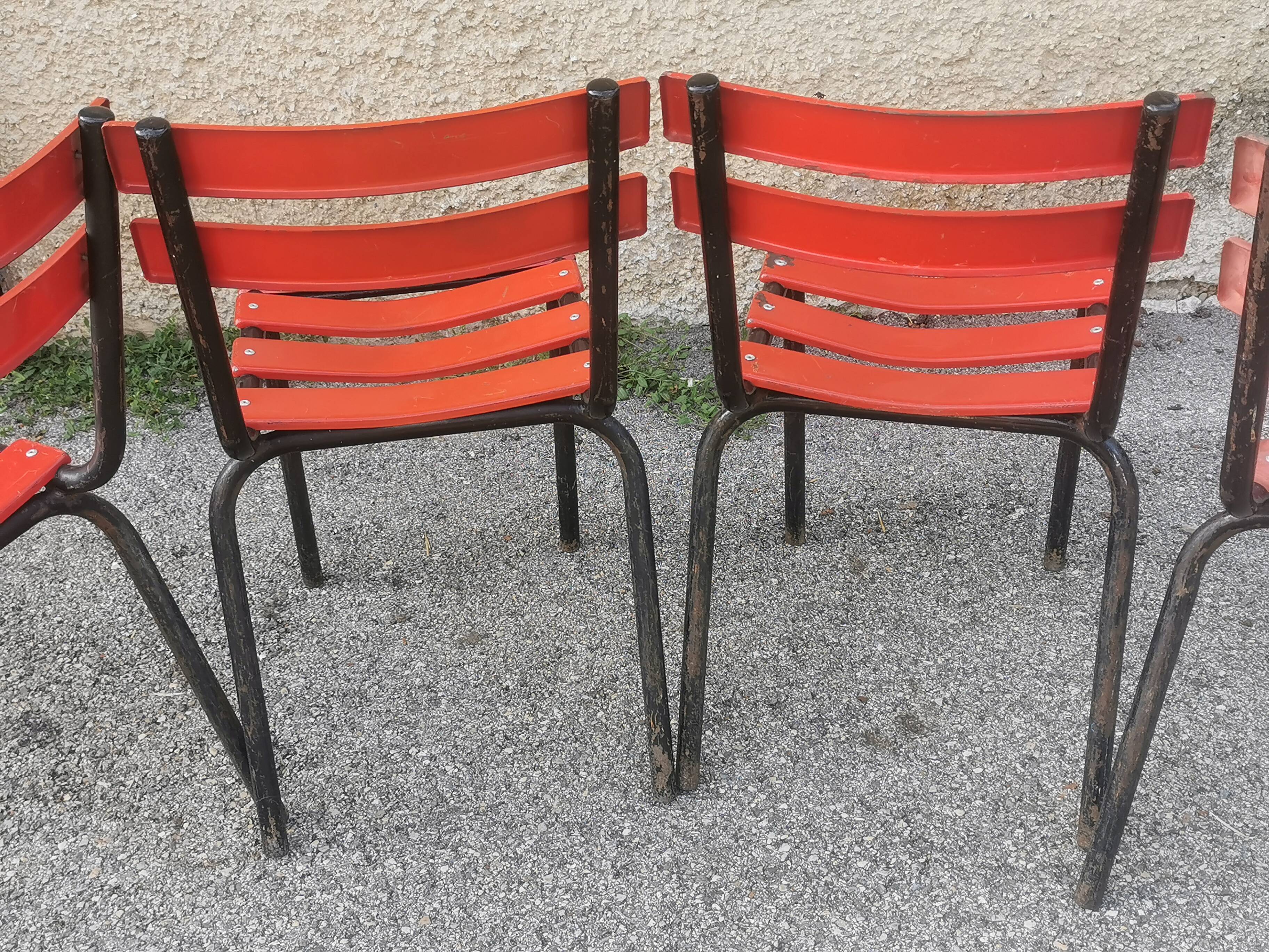Serie de 4 chaises de terrasse "tolix"