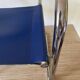 Office chair in blue imitation leather and chrome metal, Matteo Grassi style