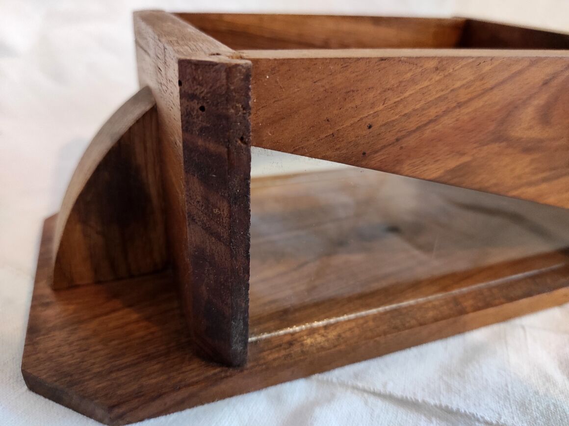 French Art Deco jewellery box handmade in wood and glass