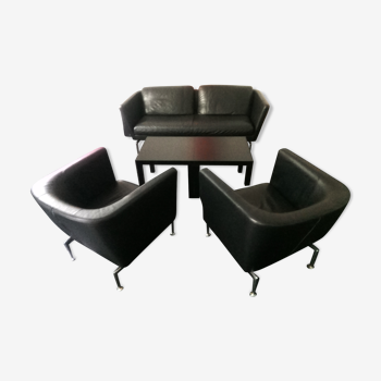 Sofa - 2 chairs Vitra Suita black leather