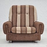 Fauteuil relax danois, revêtement en laine d'origine, années 70