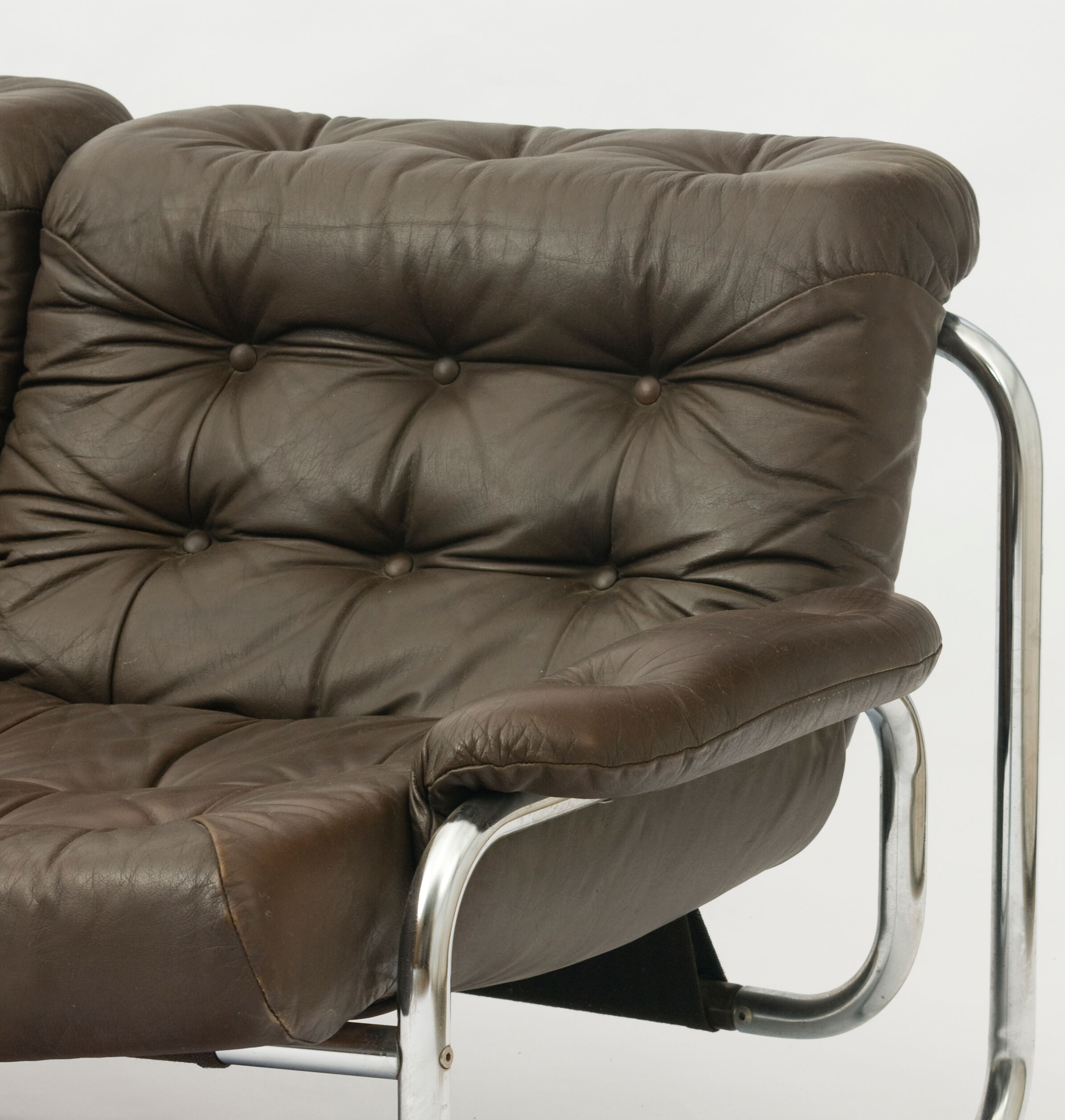 Chrome tubular framed two seater sofa