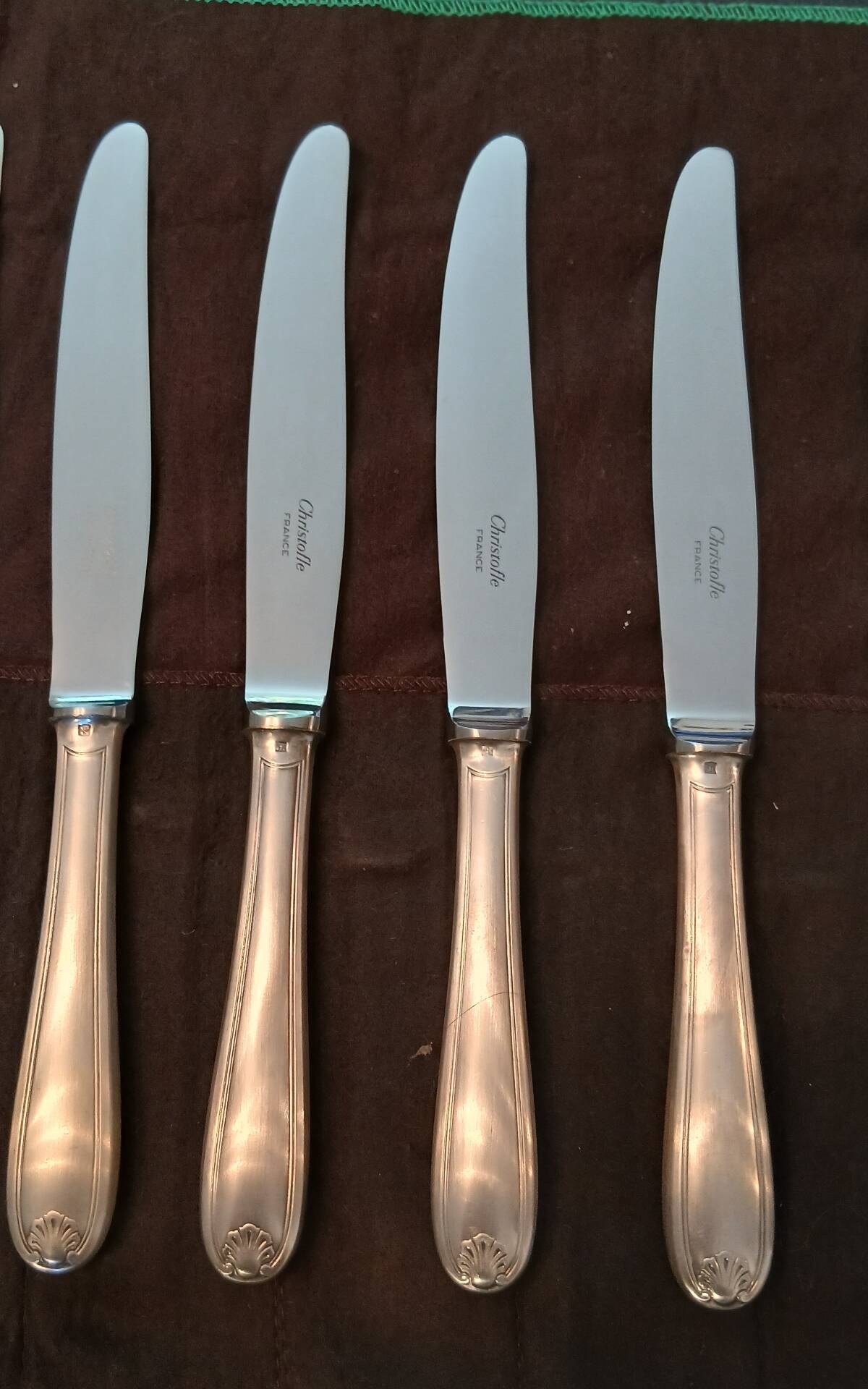 Christofle Vendôme shell 12 large knives silver-plated