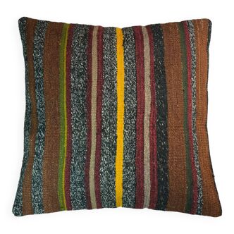 Vintage turkish kilim cushion cover , 60 x 60 cm