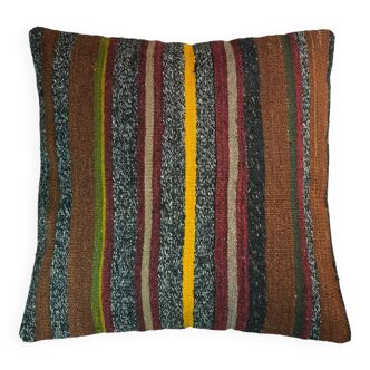 Vintage turkish kilim cushion cover , 60 x 60 cm