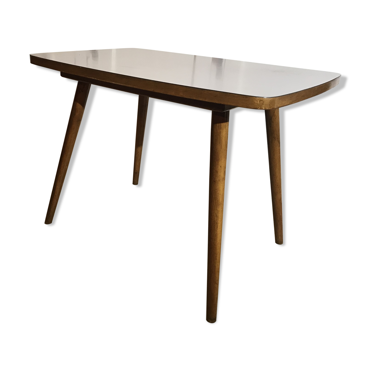 Vintage coffee table feet wooden compass and light grey formica