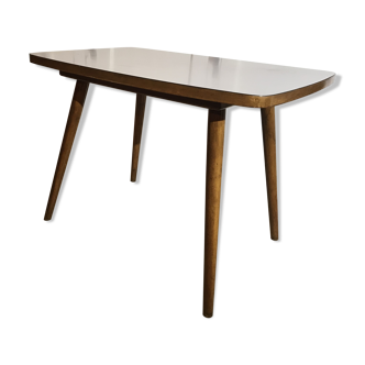 Vintage coffee table feet wooden compass and light grey formica