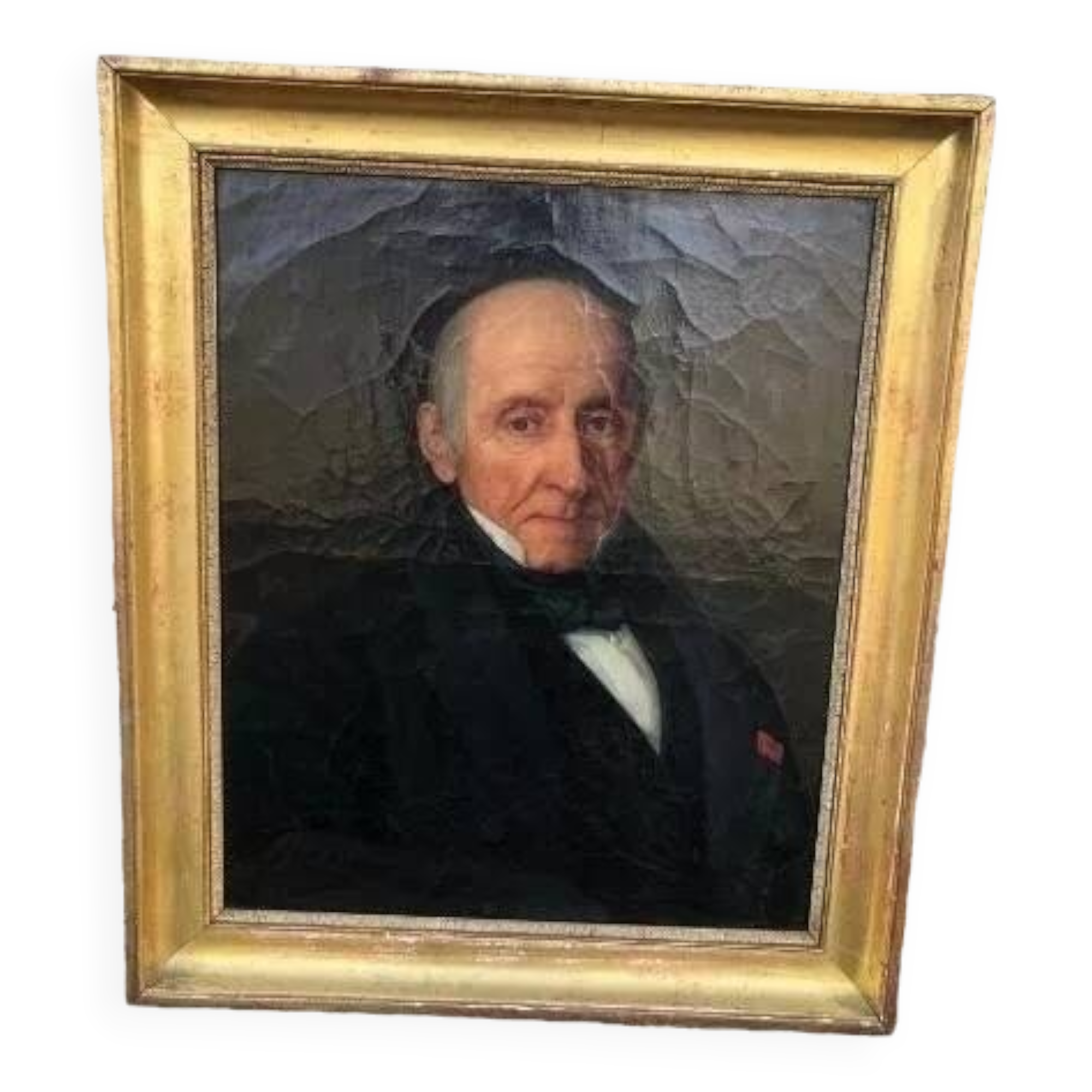 19th Century- Vintage Portrait Painting of a Gentleman Man Oil on Canvas