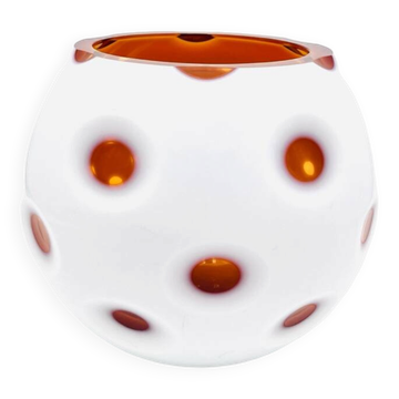 Monumental Vase IVV Italy – Art Glass Opaline & Amber – 4.2kg – 24cm