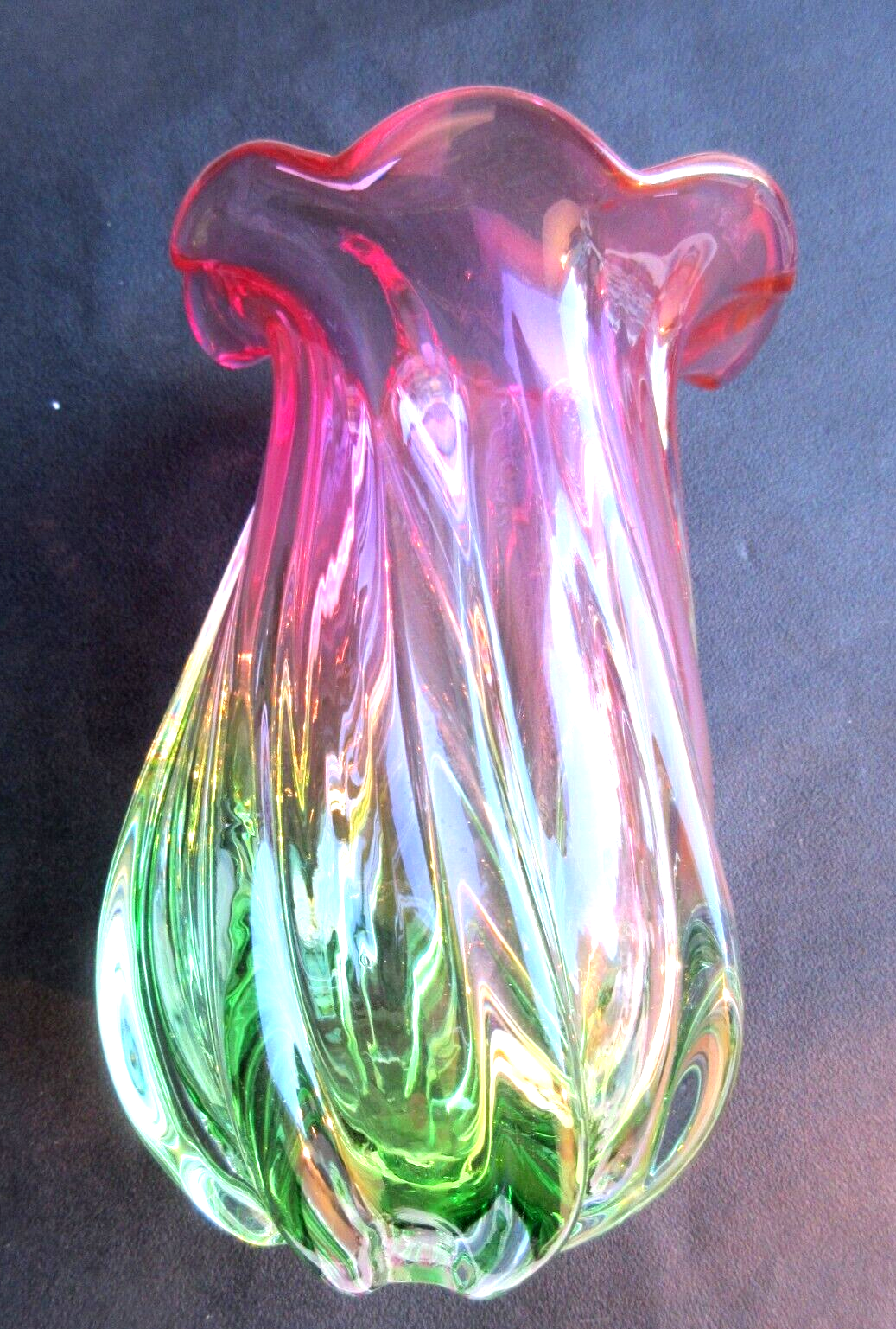 Murano crystal art deco vase