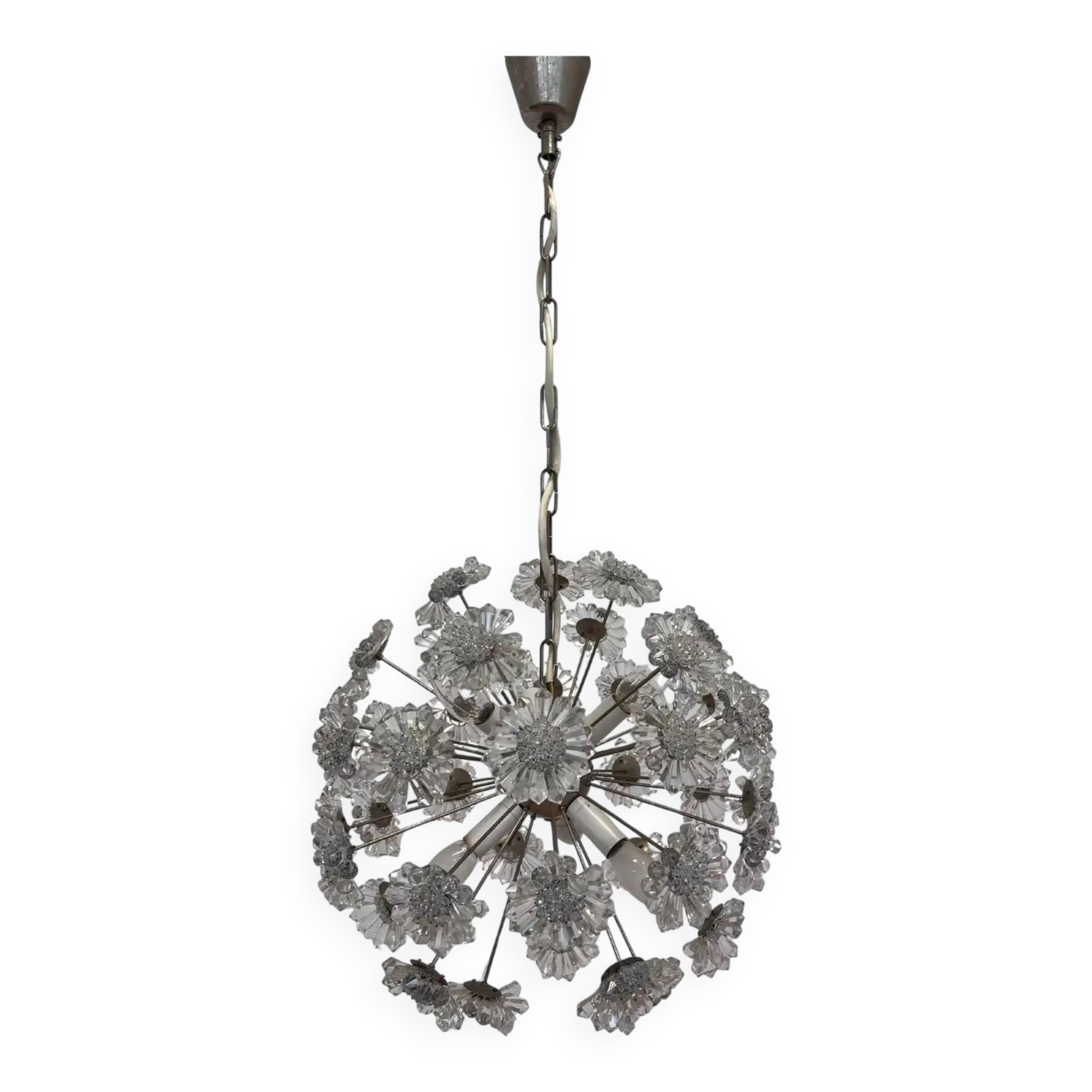 Design glass Emil Stejnar style Sputnik / Dandelion chandelier, 1970s