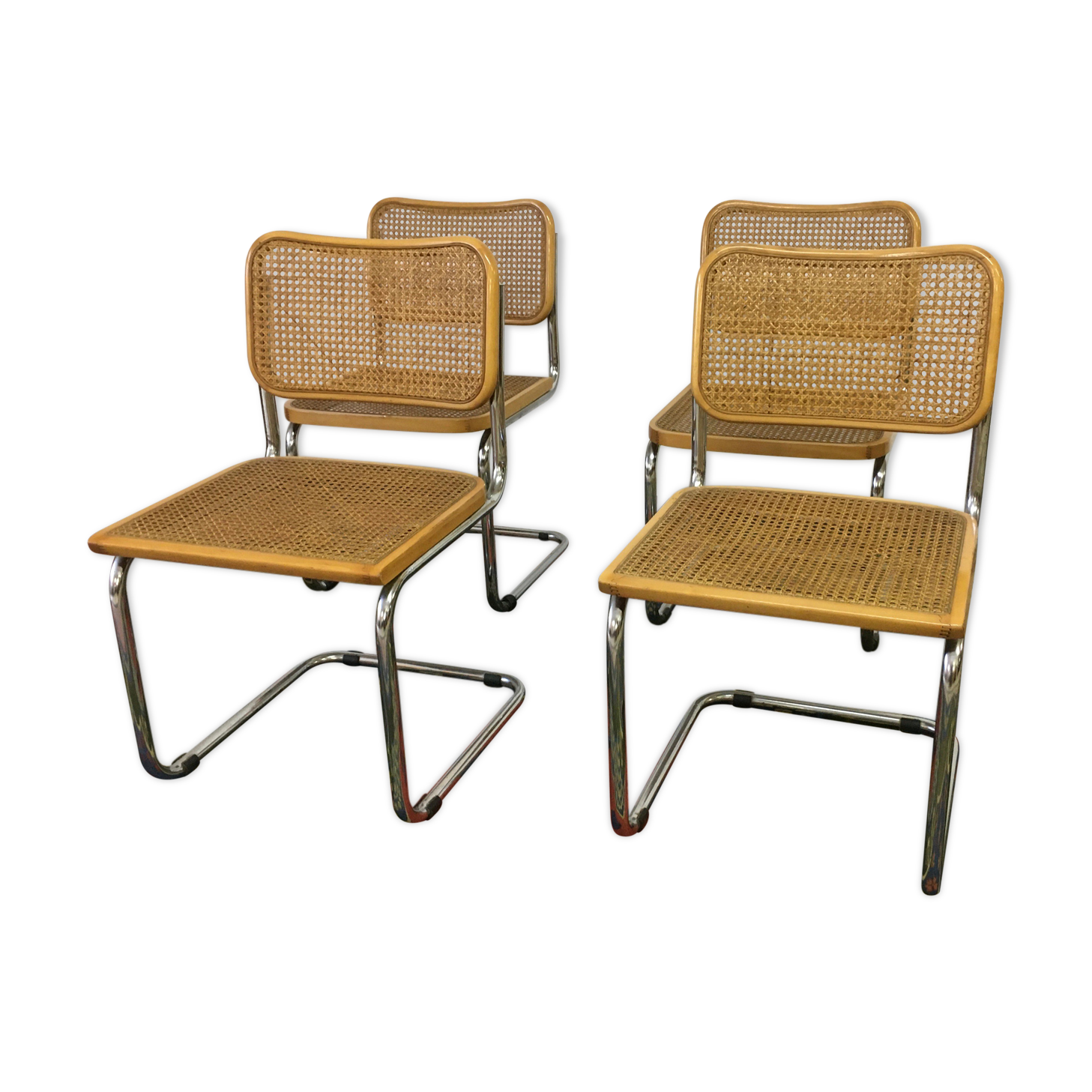 Lot de 4 chaises Cesca B32 de Marcel Breuer