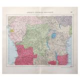 Carte vintage Afrique Centrale  38x43cm de 1950