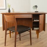 Classic freestanding desk from the 1950s, walnut veneer