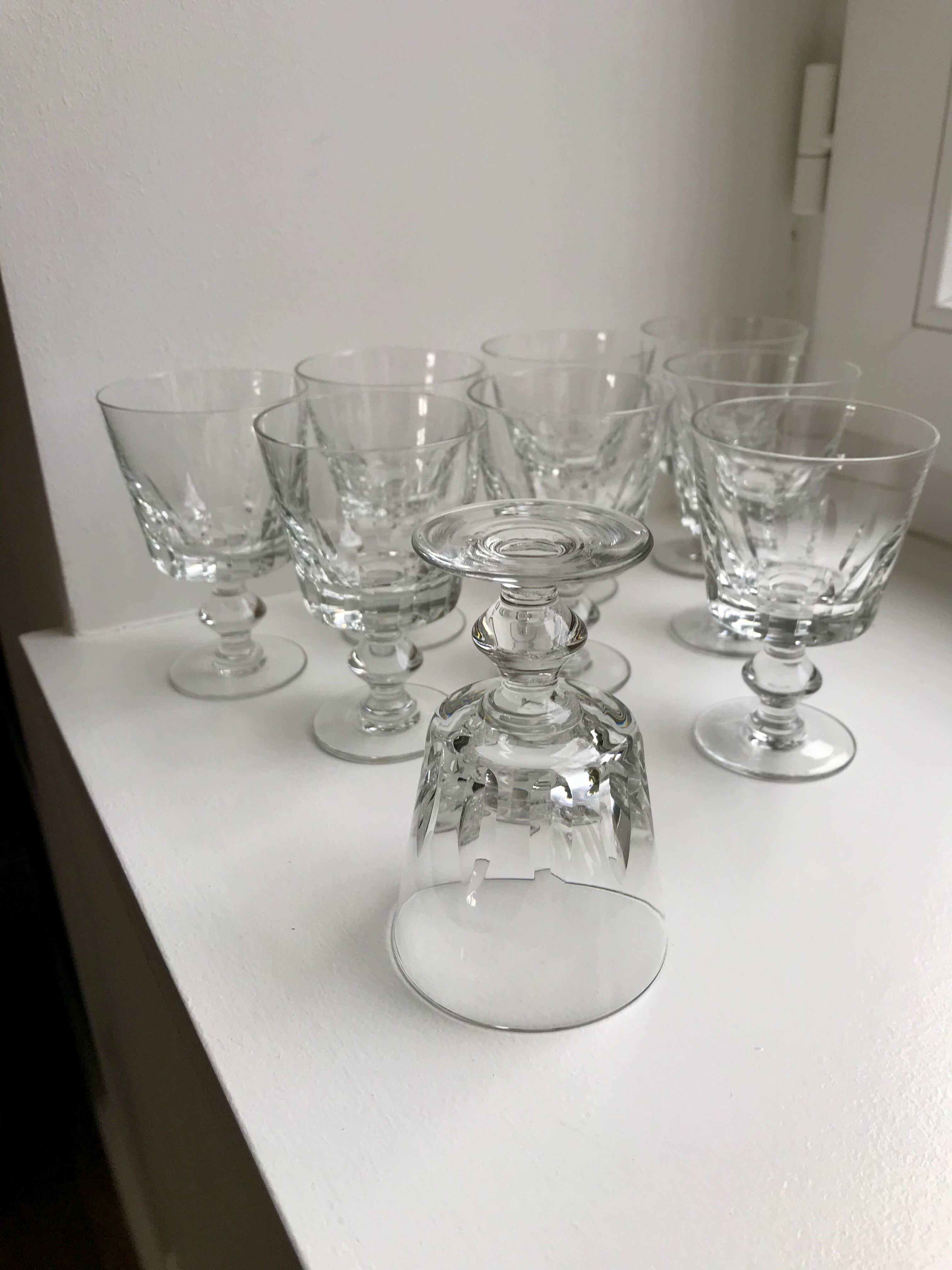 Lot de 9 verres à vin en cristal début XXème