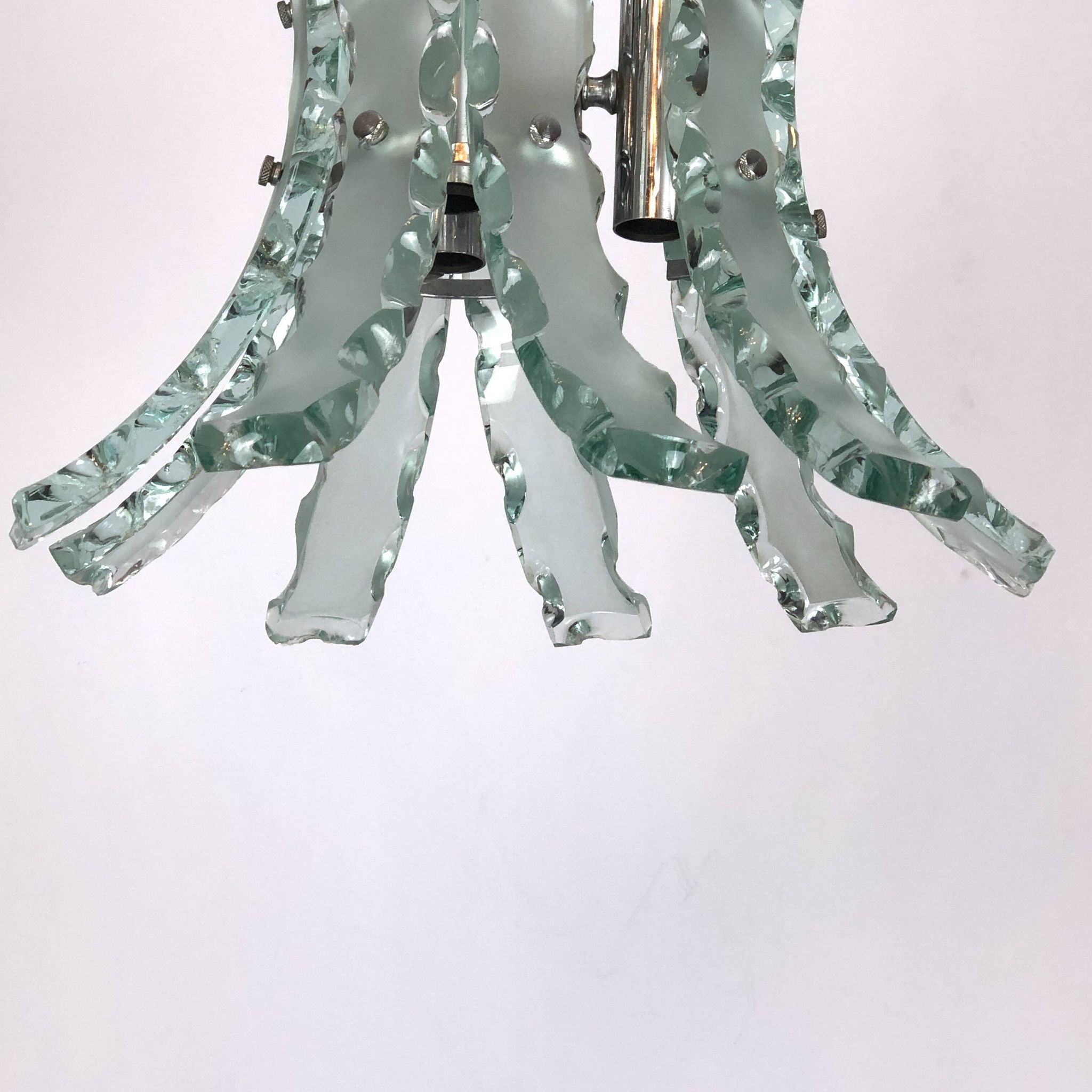 Mid-century Italian cut glass chandelier by Zero Quattro