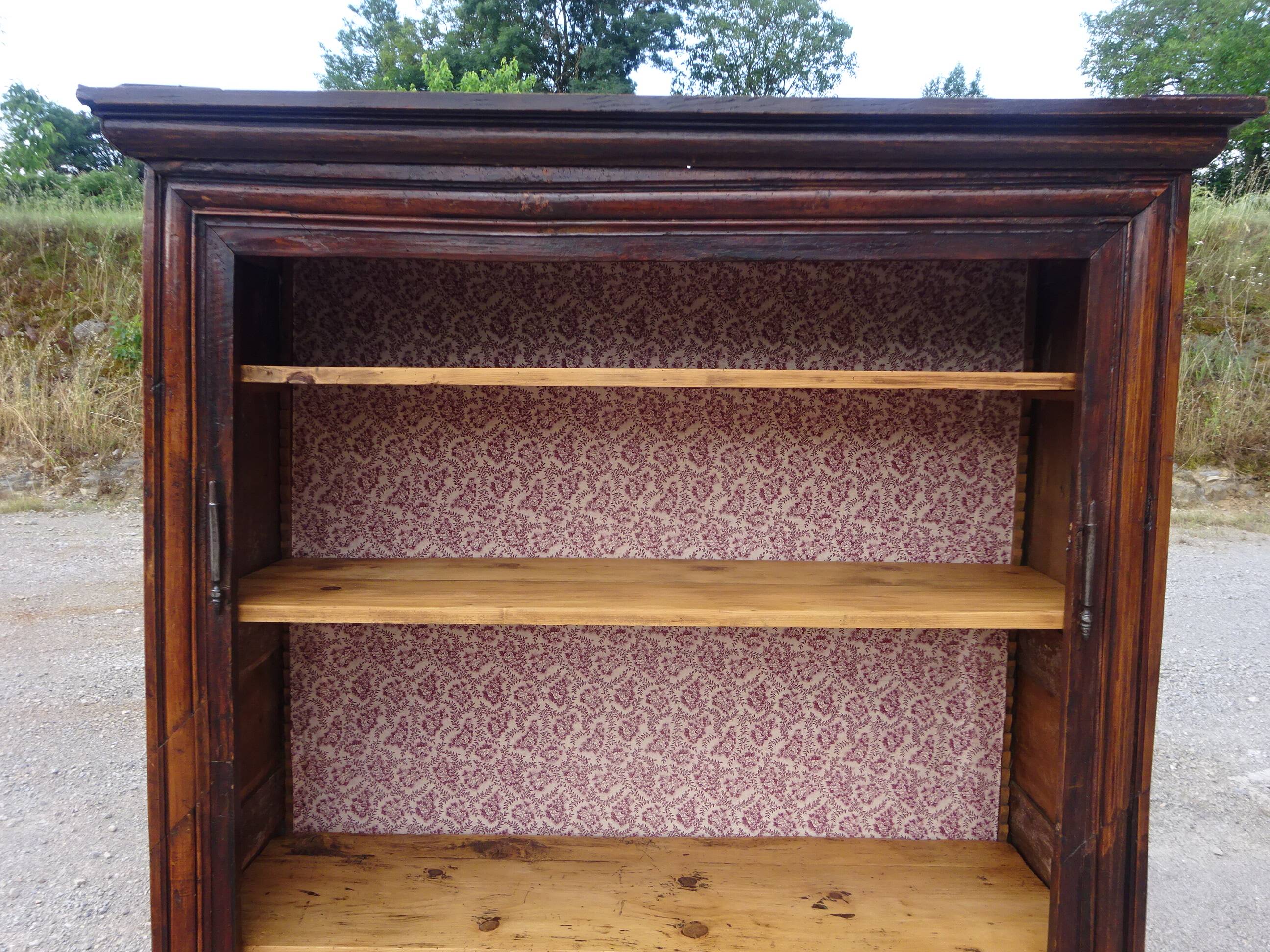 Antique Louis XIII wardrobe in solid walnut