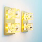 Set of two brass and murano glass ‘ice cube’ sconces by peill & putzler