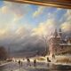 Huge oil painting on canvas Dutch school winter landscape 164x132