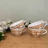 Lot de 4 tasses à café ancienne en porcelaine opaque de Badonvillier