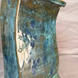 Vintage Modern Brutalist Blue Green Ceramic Vase Germany