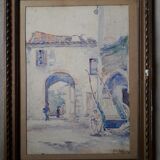 Aquarelle ancienne de Jean de Joybert de l'école de Nancy