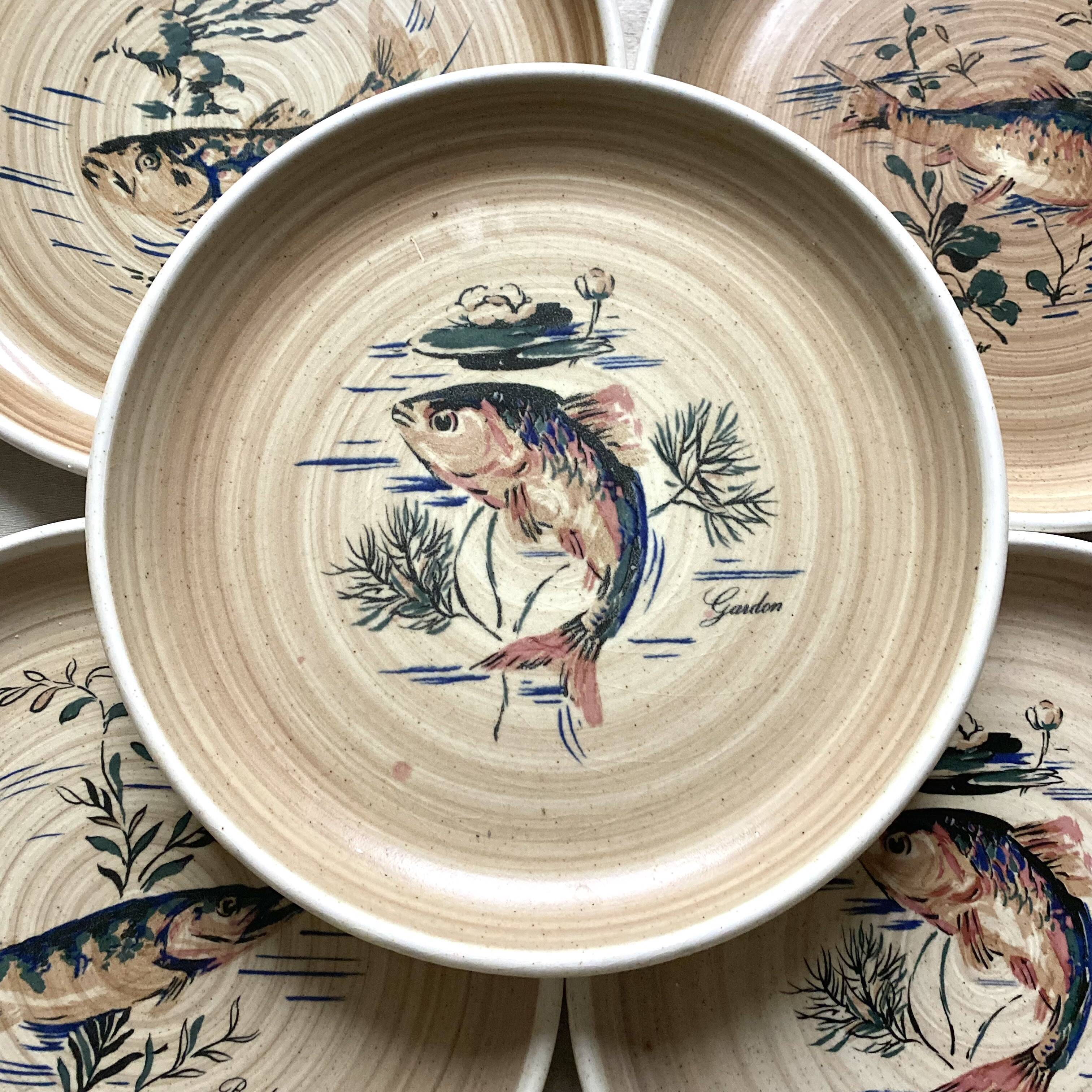 Flat plates Sarreguemines Fish Granville