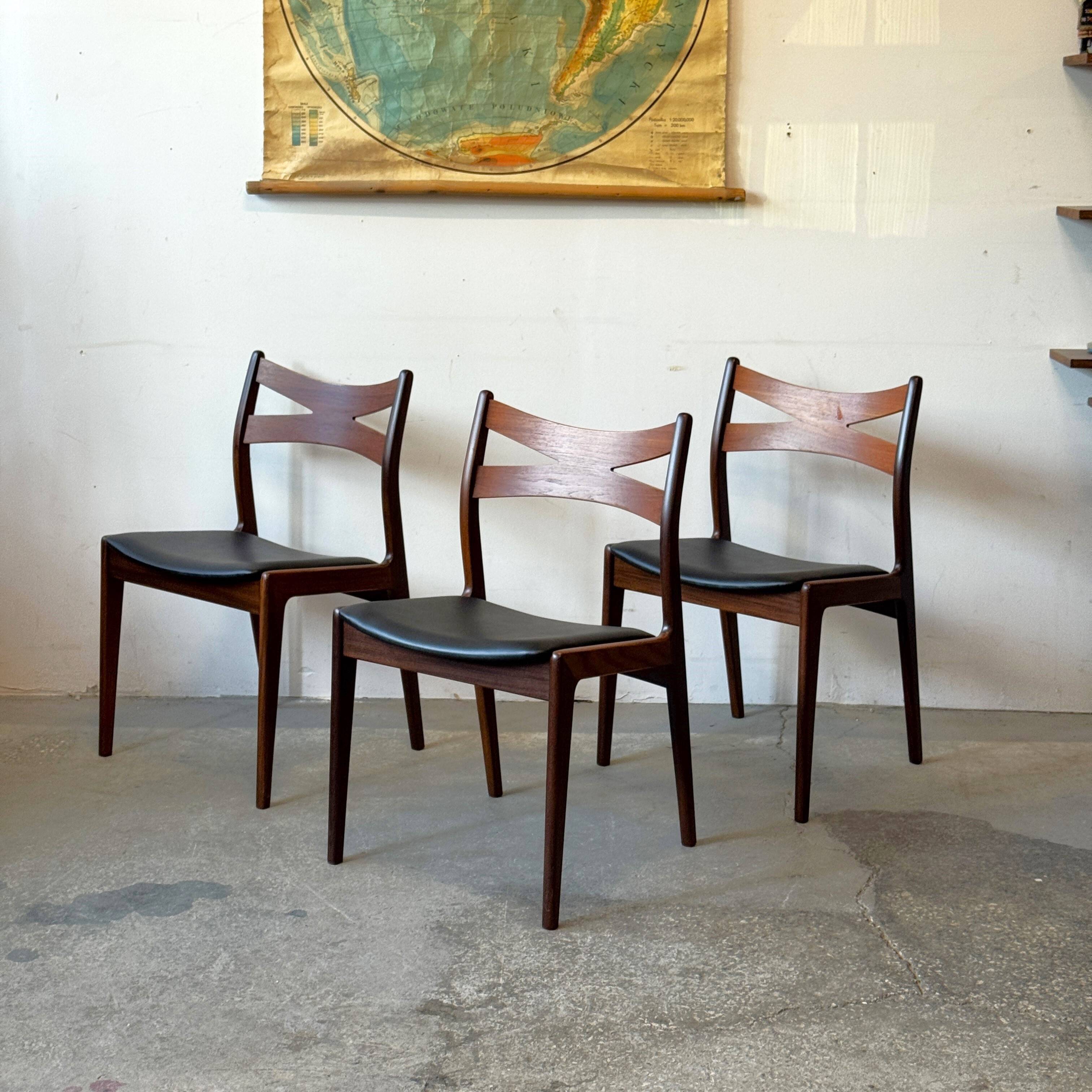 Teak Chairs, 3 pcs, Denmark 1960s/1970s, mid-c, vntg