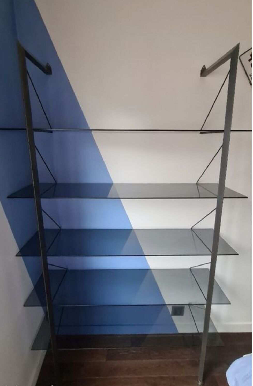 Wall library metal and glass, design 1970