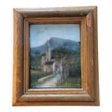 Old pastel painting on paper signed landscape Bartalini with frame.