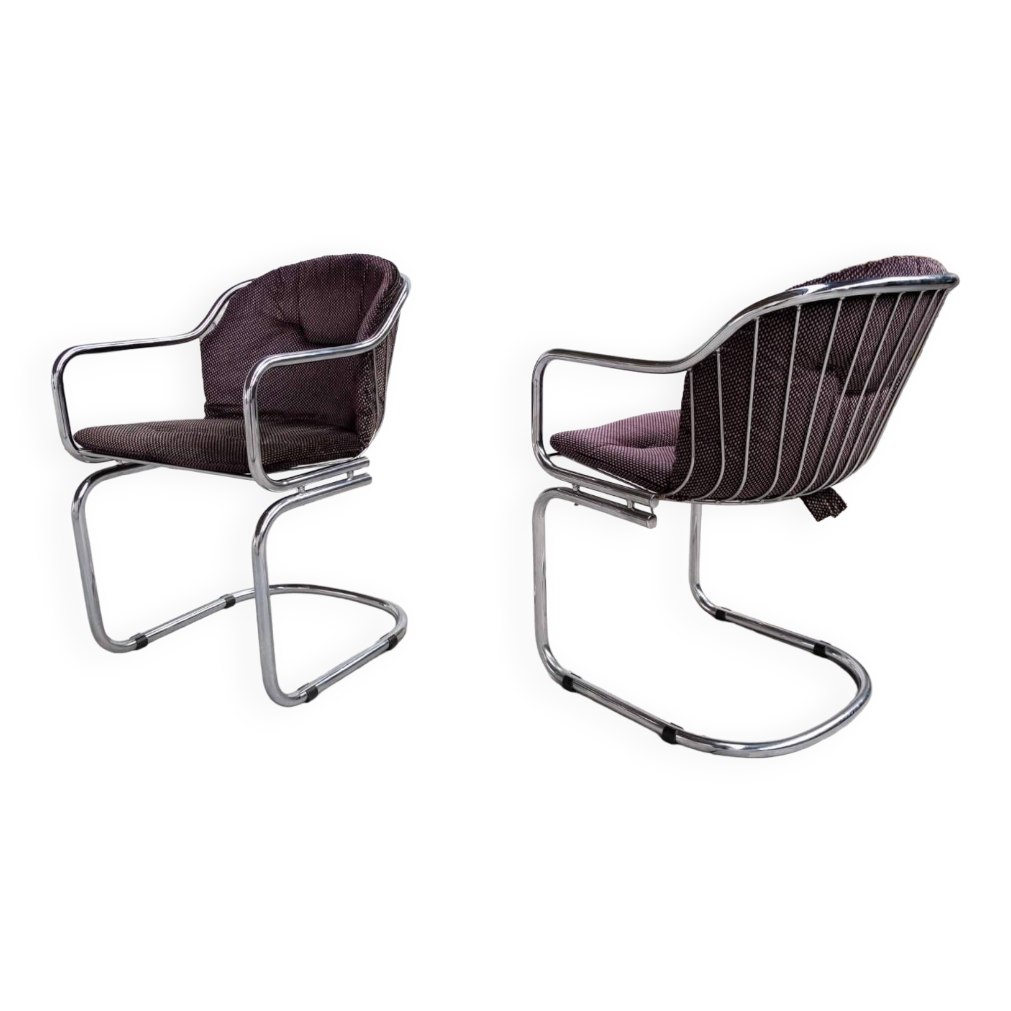 Pair of vintage Rinaldi style chrome chairs
