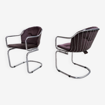 Pair of vintage chrome chairs style Rinaldi