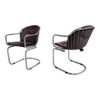 Pair of vintage chrome chairs style Rinaldi