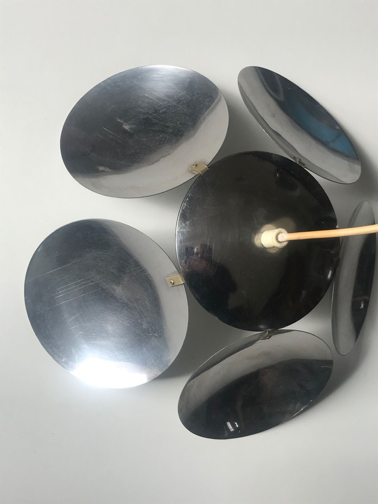 Flower chrome metal pendant 70s