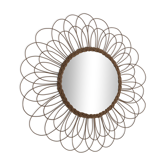 Large vintage 1960 mirror sun rattan flower - 67 cm
